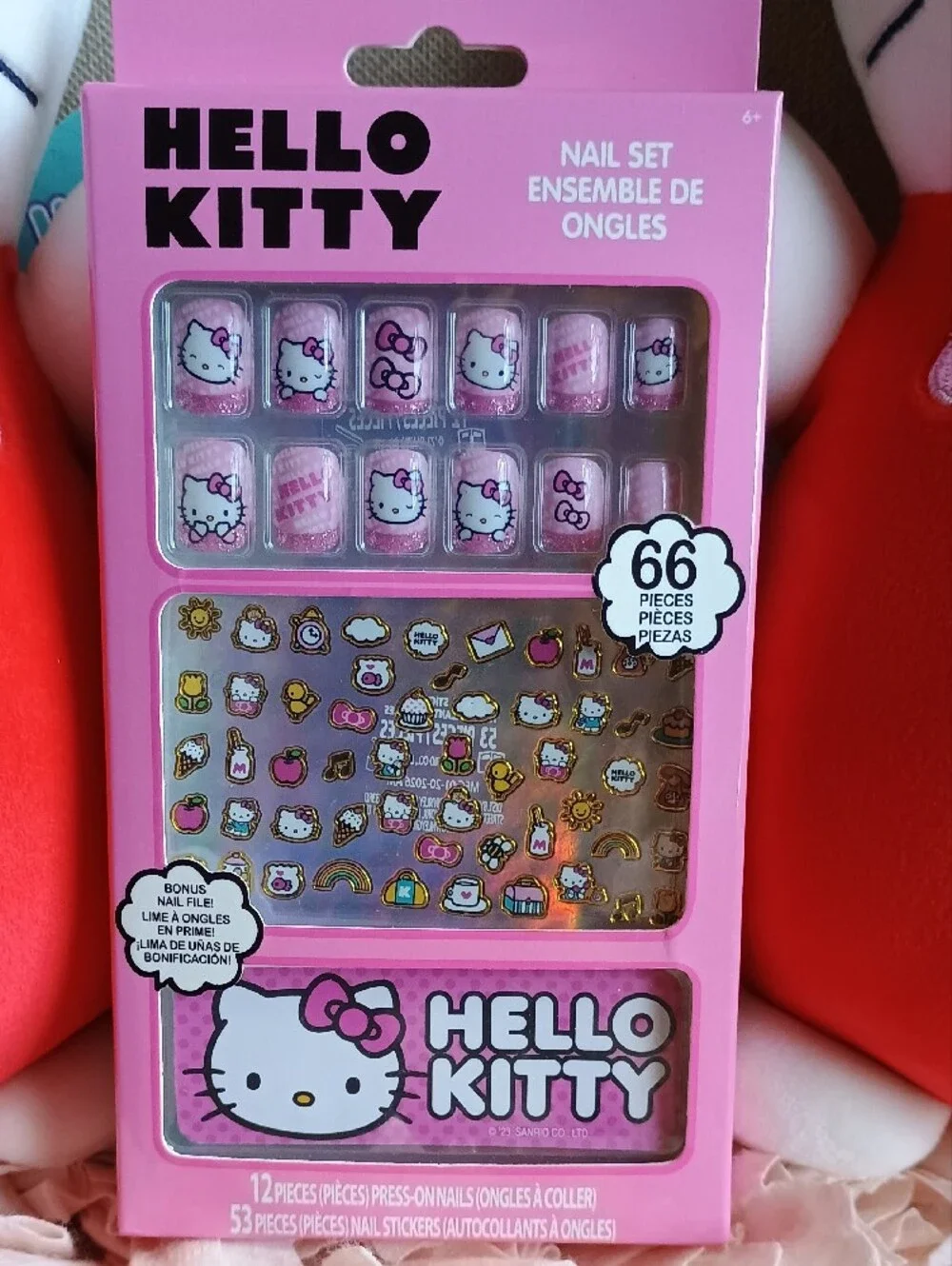 NWT Sanrio Hello Kitty 5pc Pink Plush Cushion HugMees Journal & Nails Lot